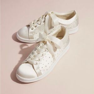 Crystal Embellished Satin Sneakers